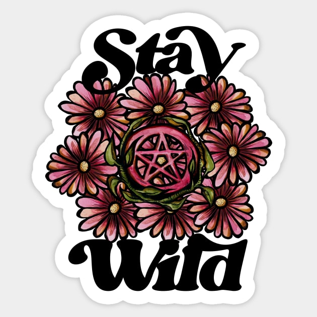 Stay Wild Pentagram Flowers Sticker by bubbsnugg